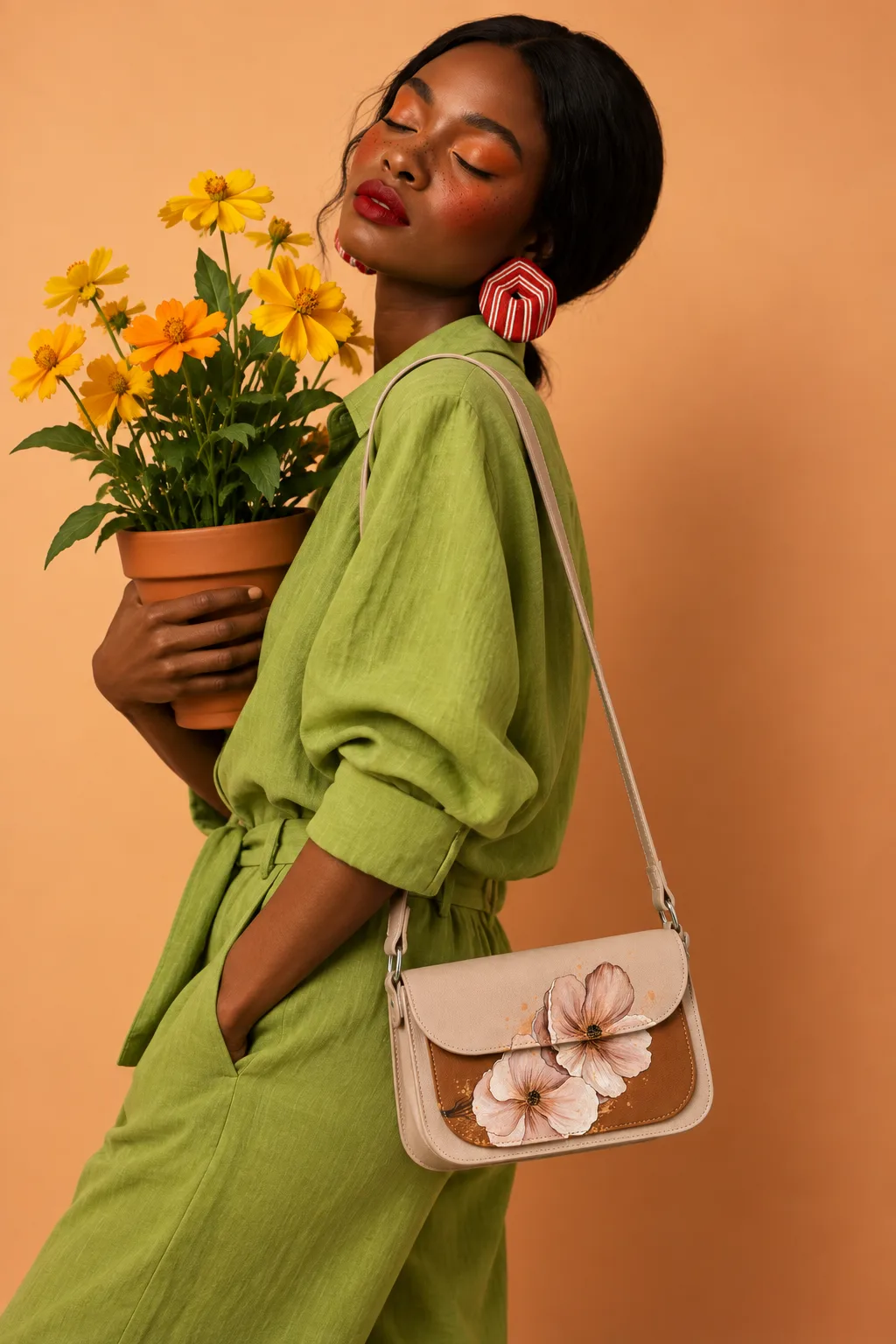 Жена с рисувана чанта
